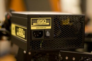 650 Watt logo on back of Power Supply Unit (PSU)